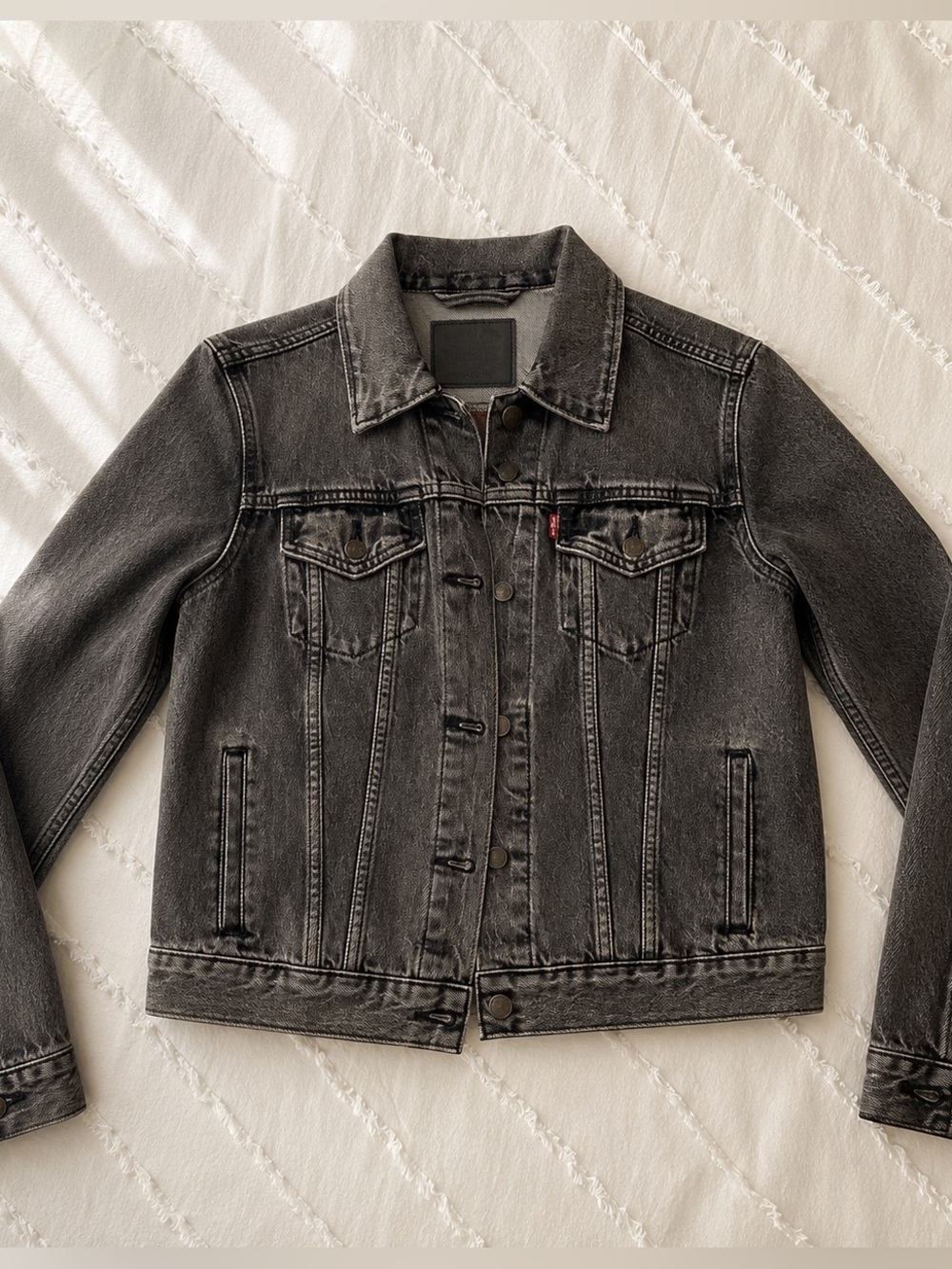 🖤 LEVI’S • Authentic Levi Strauss & Co, Washed Black Denim Trucker Jacket